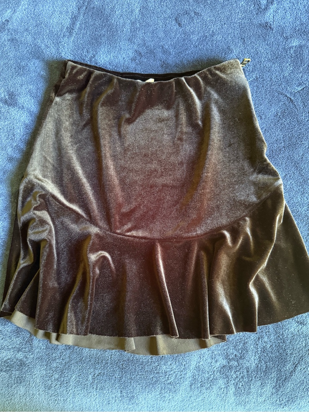 Ardene Black Velvet Ruffle Hem Skirt